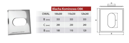 Blacha kominowa owalna Jawar OBK o wymiarach 120x240 mm