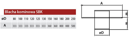 Blacha kominowa do rury elastycznej Jawar SBK o średnicy 200 mm